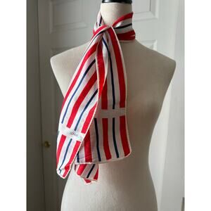 Vintage Echo Red White & Blue Silk Blend Scarf 46” x 11.25” Americana USA